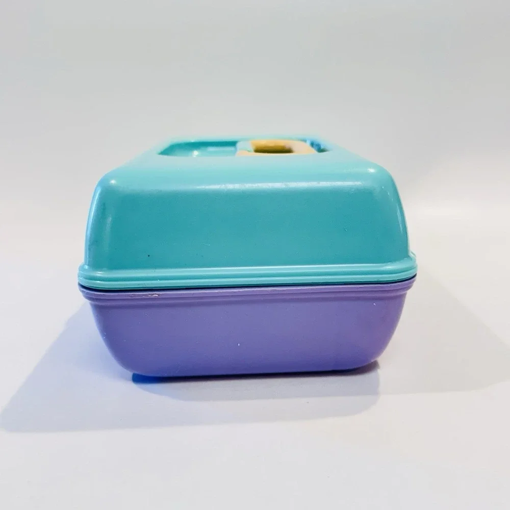 Vintage Caboodles Makeup‎ Case Flip Out Trays w Mirror 90s Purple Teal
